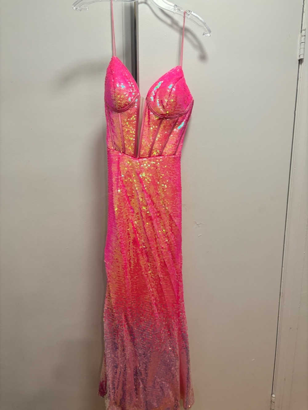 Tiffany Designs Neon Pink Sequin Dress